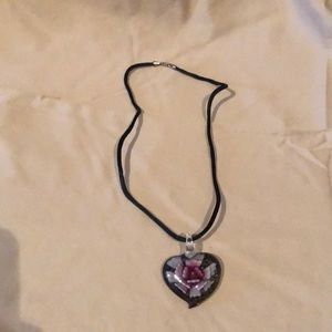 Floral Glass Heart Necklace